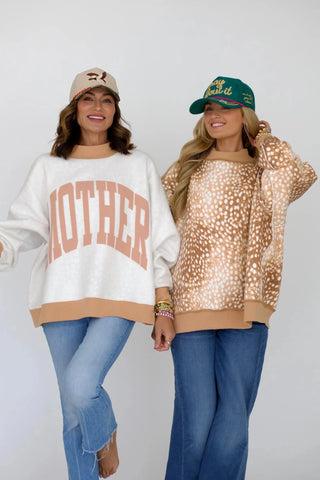 Fawn Mother 2-Sided Mock Sweatshirt - The Edit LLC