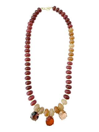 Felix Beaded CZ Necklace- Maroon - The Edit LLC