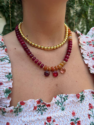 Felix Beaded CZ Necklace- Maroon - The Edit LLC