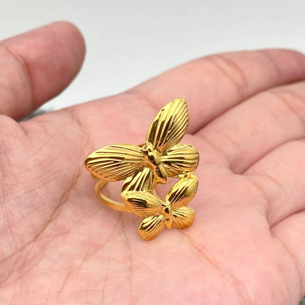 FGS - Double Butterfly 18K Gold Plated Stainless Steel Ring - The Edit LLC