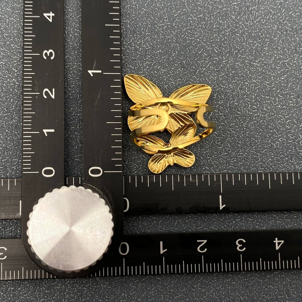 FGS - Double Butterfly 18K Gold Plated Stainless Steel Ring - The Edit LLC