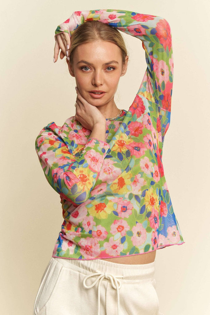 Floral Going Places Mesh Top - The Edit LLC