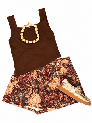 Floral print wrap front skort - The Edit LLC