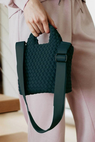 Forest Green Woven Bucket Bag: Forest Green - The Edit LLC