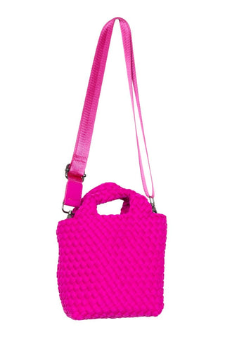 Fuchsia Woven Bucket Bag Crossbody: Fuchsia - The Edit LLC