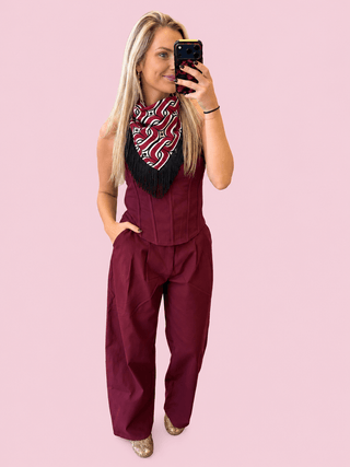 Game Day Fringe Scarf: Maroon and Black - The Edit LLC