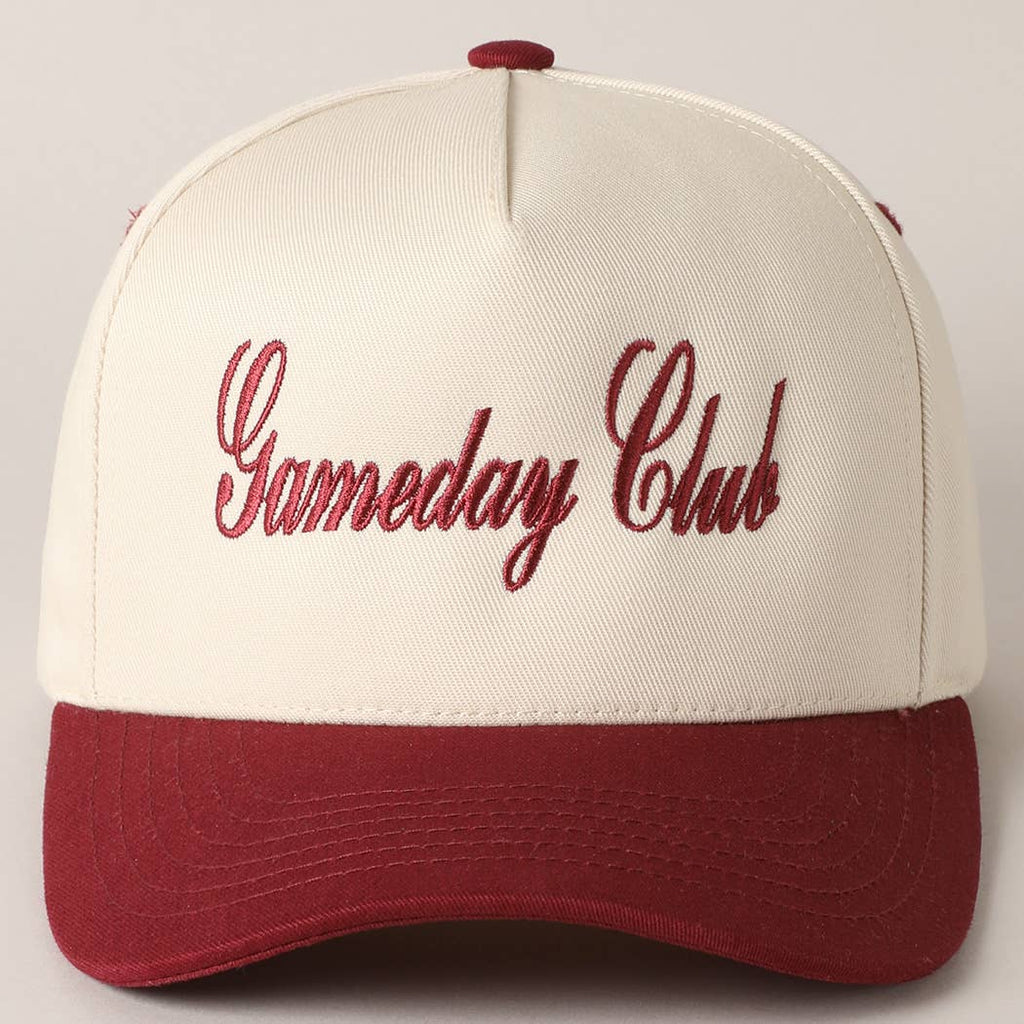 Gameday Club Embroidery Two Tone Baseball Cap: BURGUNDY / ONE SIZE - The Edit LLC