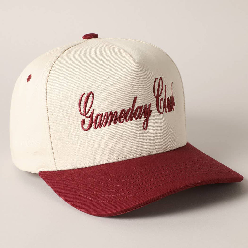 Gameday Club Embroidery Two Tone Baseball Cap: BURGUNDY / ONE SIZE - The Edit LLC