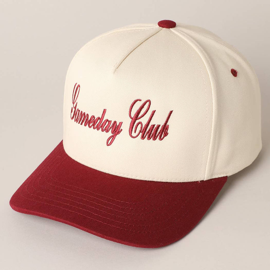 Gameday Club Embroidery Two Tone Baseball Cap: BURGUNDY / ONE SIZE - The Edit LLC