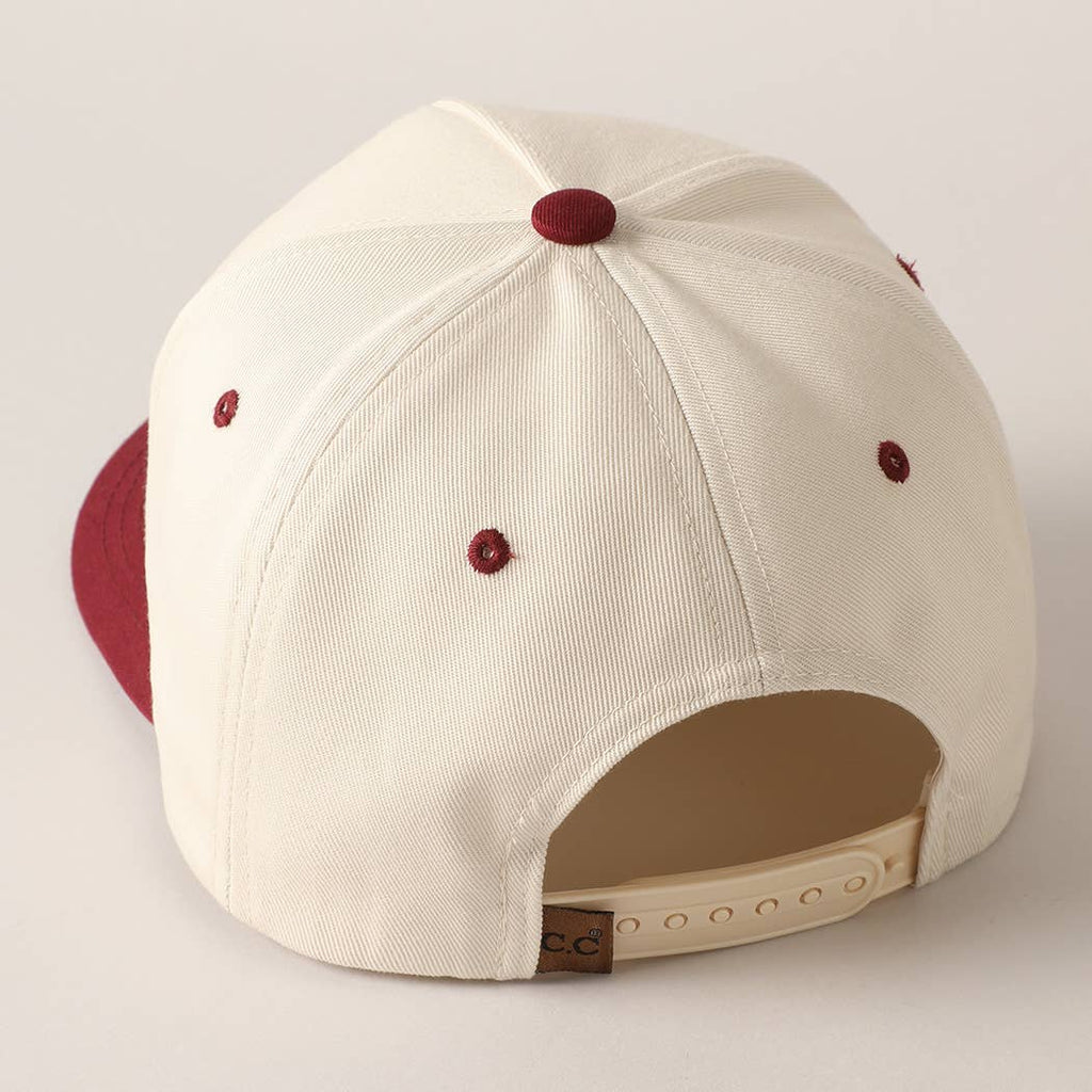 Gameday Club Embroidery Two Tone Baseball Cap: BURGUNDY / ONE SIZE - The Edit LLC