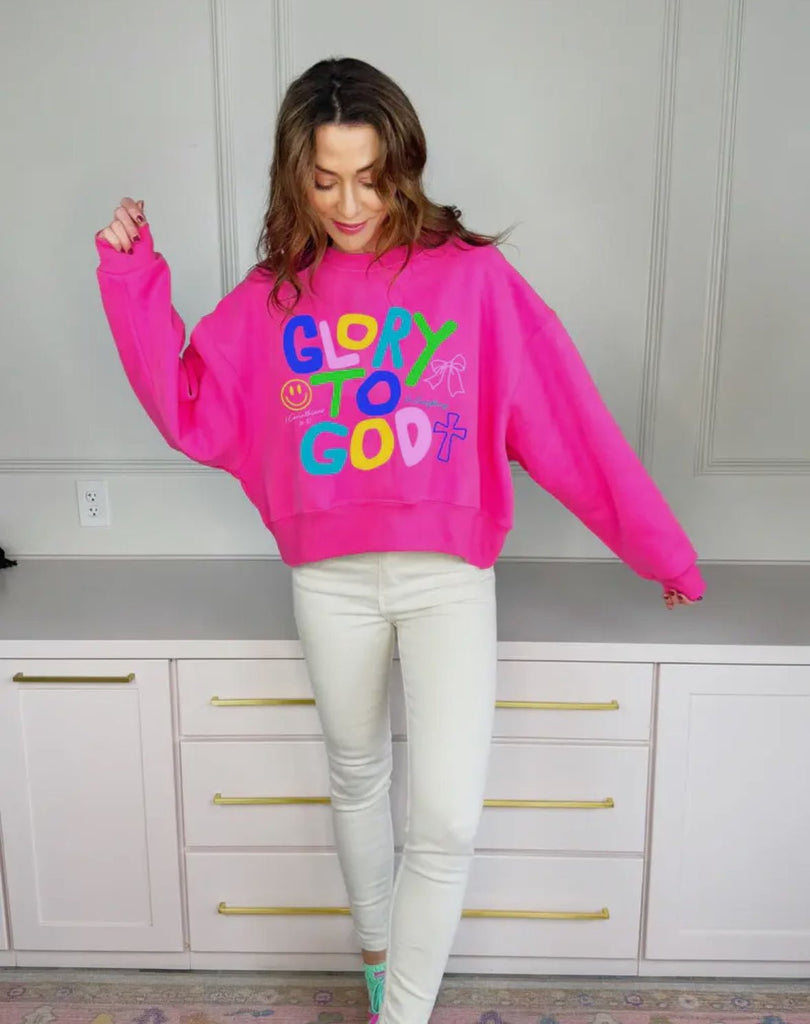Glory To God Cropped Sweatshirt - The Edit LLC