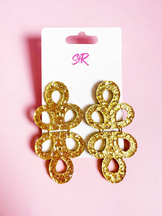 Gold Lamé Acrylic Janey Dangle Earring - The Edit LLC