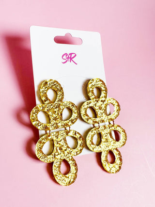Gold Lamé Acrylic Janey Dangle Earring - The Edit LLC