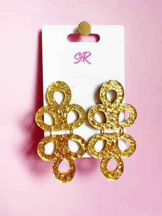 Gold Lamé Acrylic Janey Dangle Earring - The Edit LLC