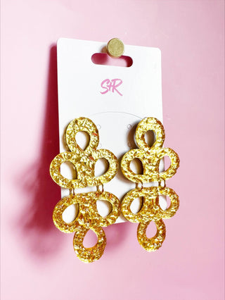 Gold Lamé Acrylic Janey Dangle Earring - The Edit LLC
