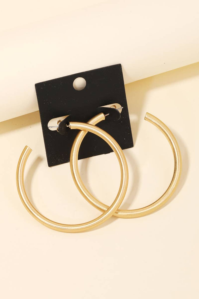 Gold Metallic Tube Hoop Earrings - The Edit LLC