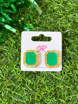 Green and Gold Gem Stud - The Edit LLC
