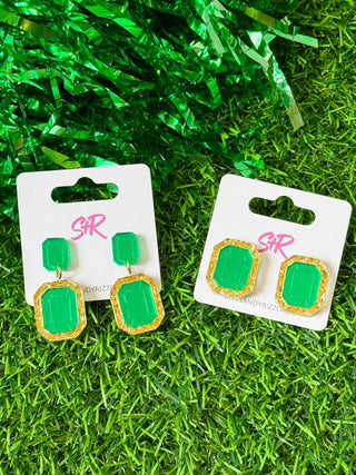Green and Gold Gem Stud - The Edit LLC