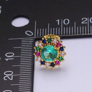 Green Aqua Sun Stud Earring V-112 - The Edit LLC