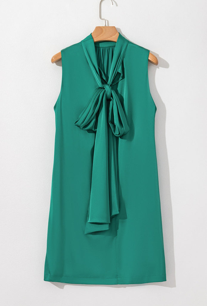 Green Satin Evening Dress - The Edit LLC