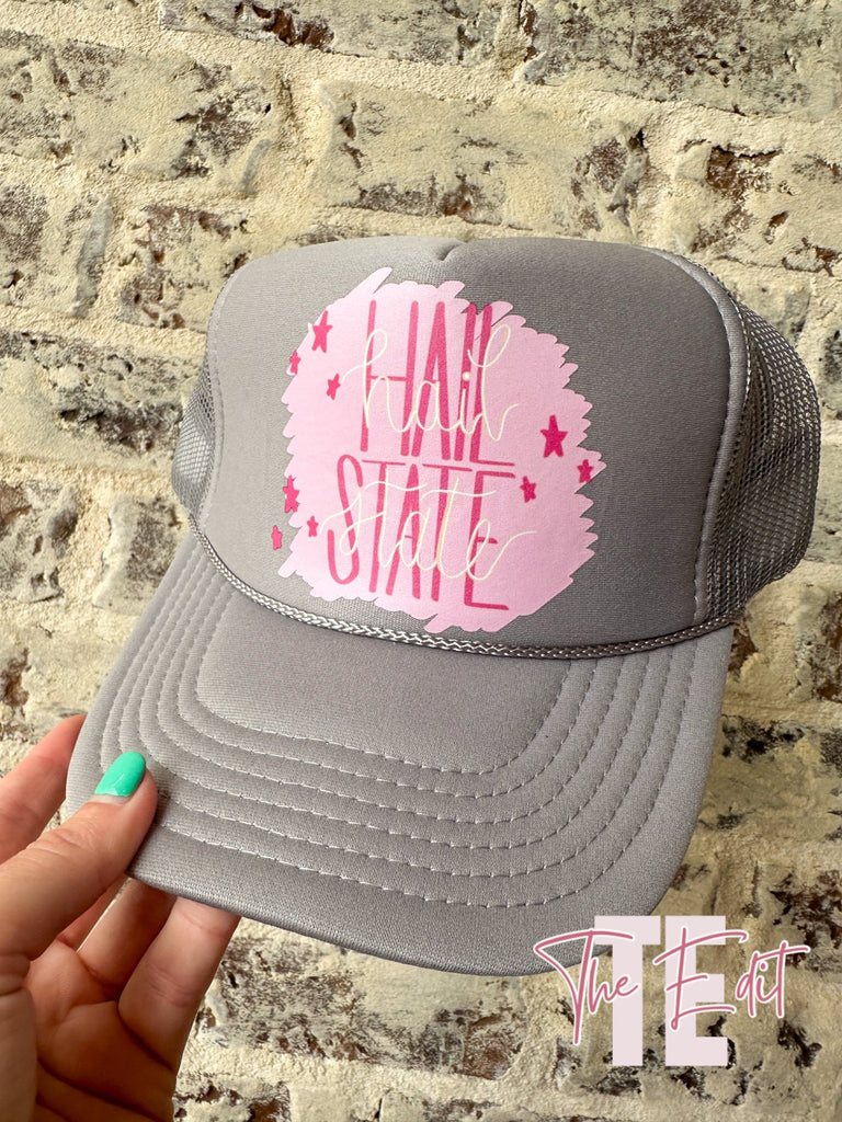 Grey Hail State Trucker Hat - The Edit LLC