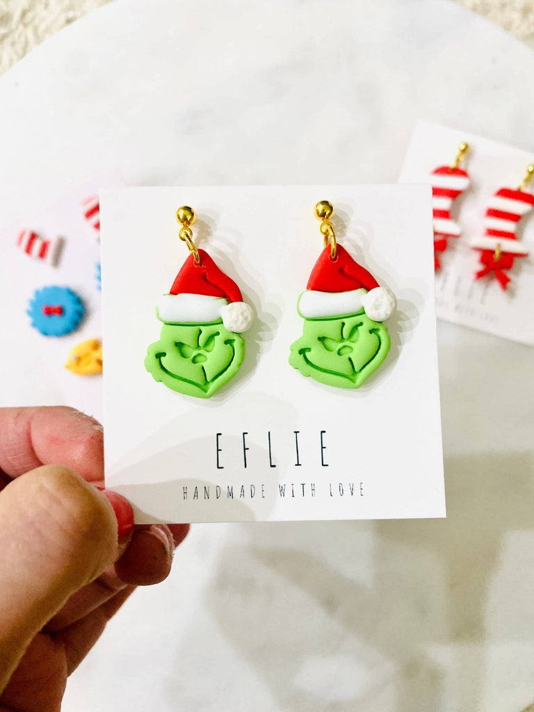 Grinch Book Jewelry Earrings | Christmas & Halloween Gift: Gold - The Edit LLC