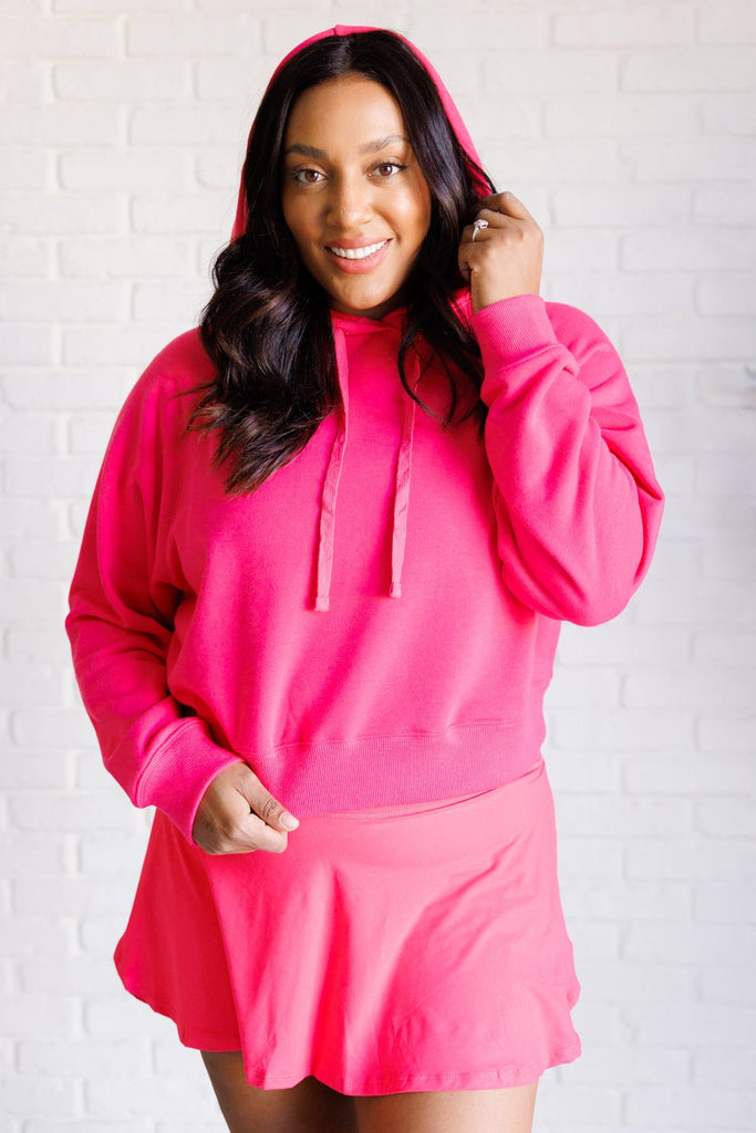 Had Me in the First Half Pullover Hoodie in Flamingo Pink - The Edit LLC