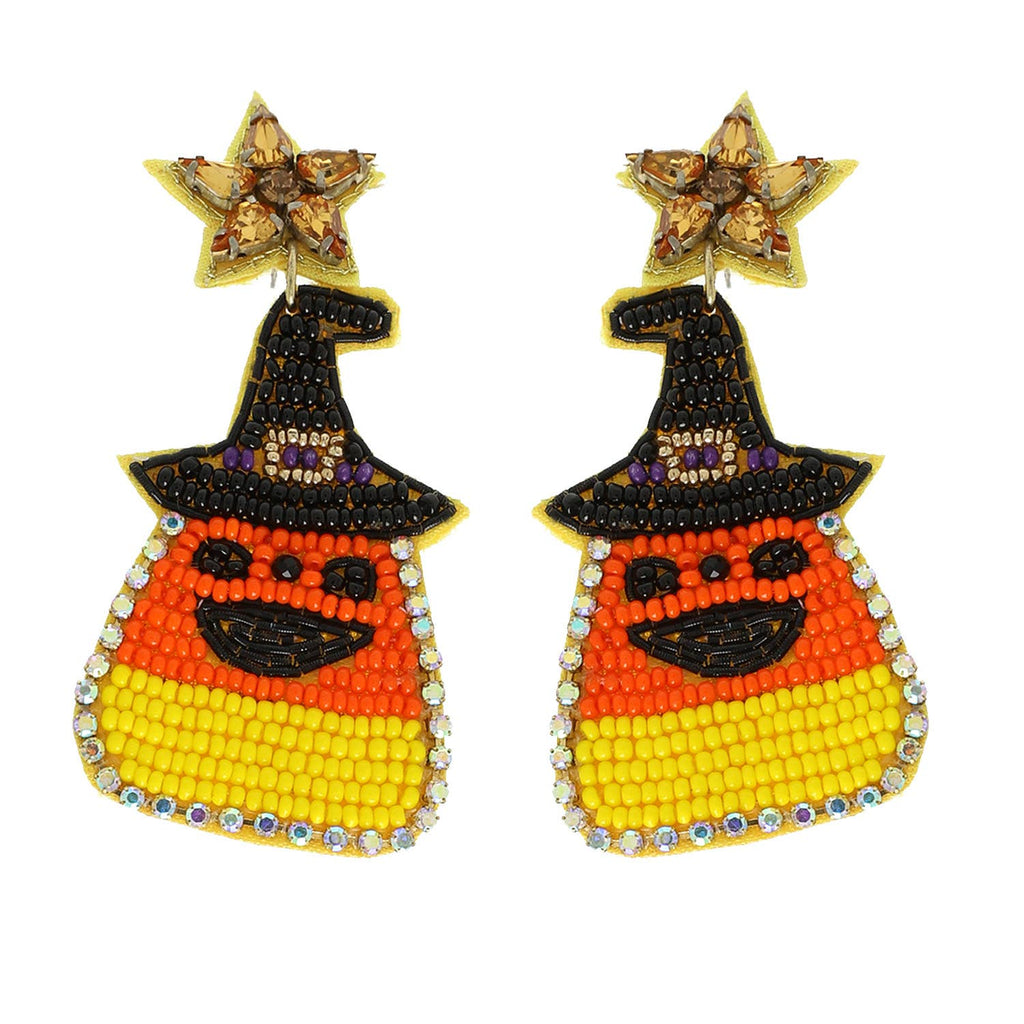 Halloween Candy Corn Seed Bead Drop Earrings - The Edit LLC