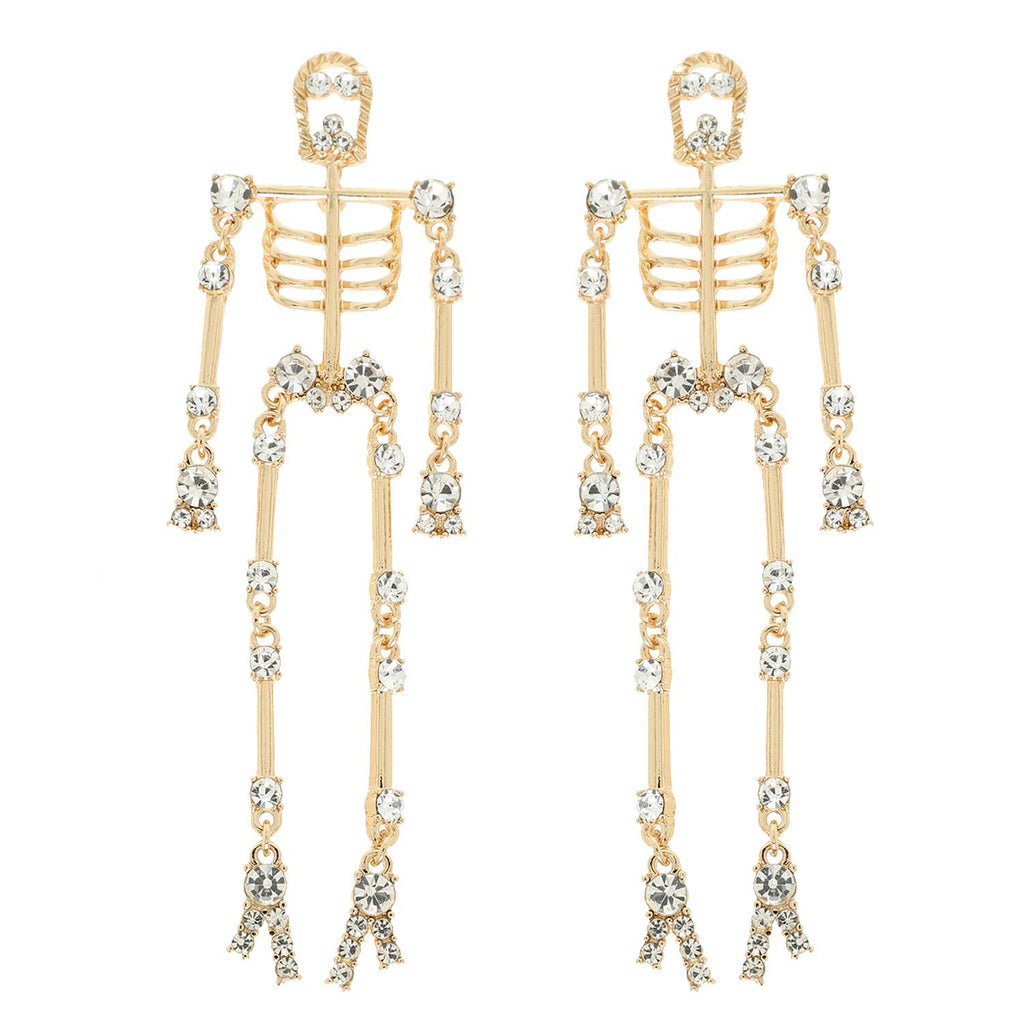 Halloween Jeweled Articulated Skeleton Earrings - The Edit LLC