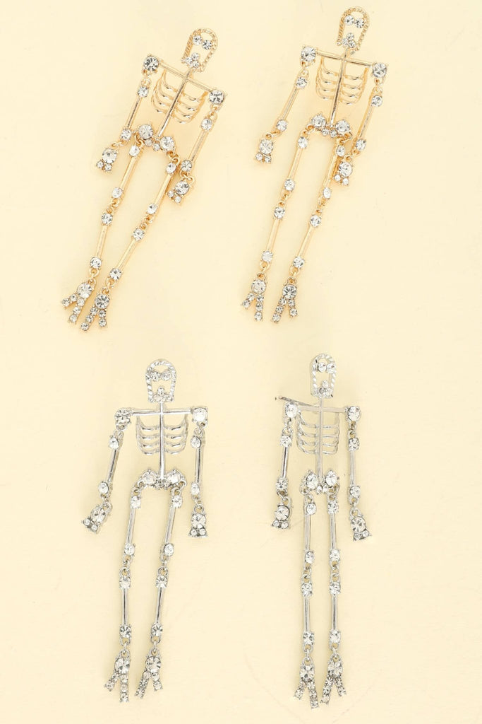 Halloween Jeweled Articulated Skeleton Earrings - The Edit LLC