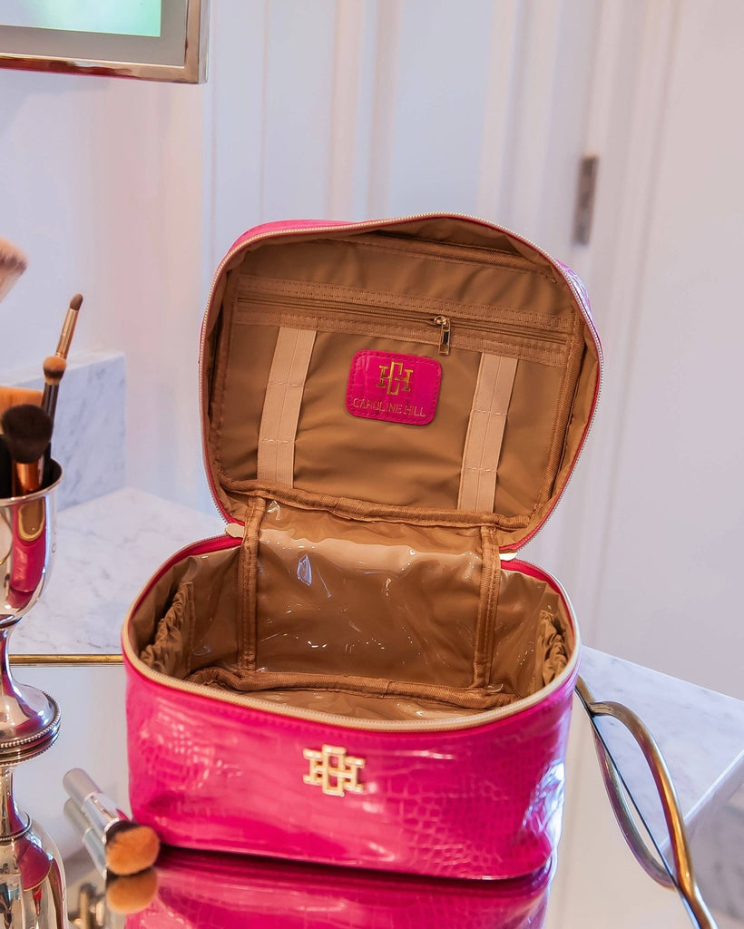 Hampton Train Case Hot Pink EC: Default - The Edit LLC