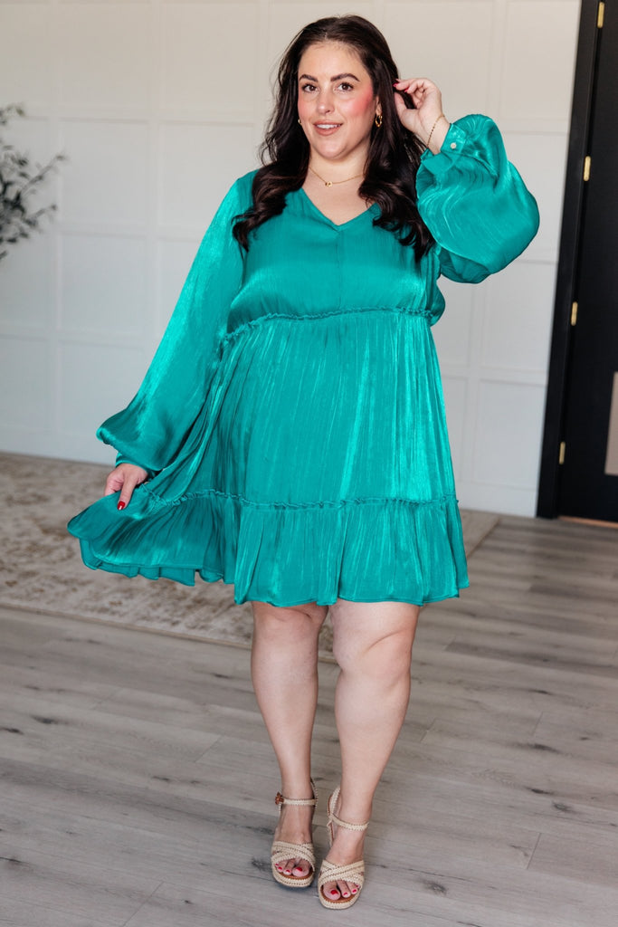 Head Held High V - Neck Balloon Sleeve Dress - The Edit LLC