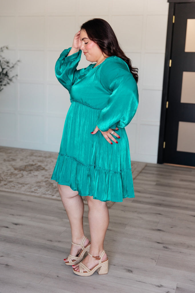 Head Held High V - Neck Balloon Sleeve Dress - The Edit LLC