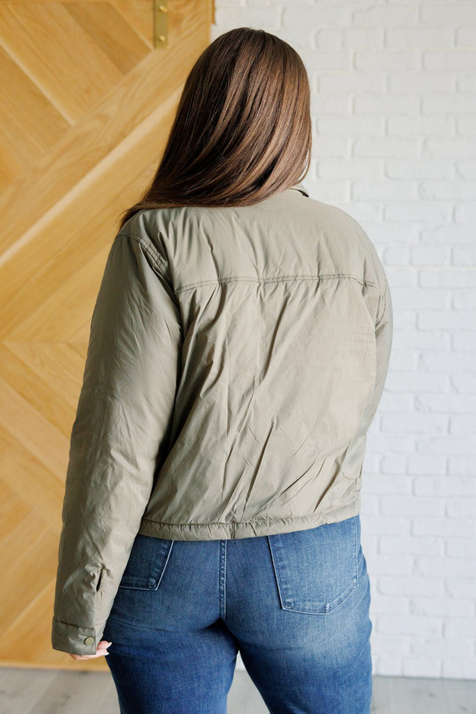 Hear Me Out Lightweight Puffer Jacket in Olive - The Edit LLC