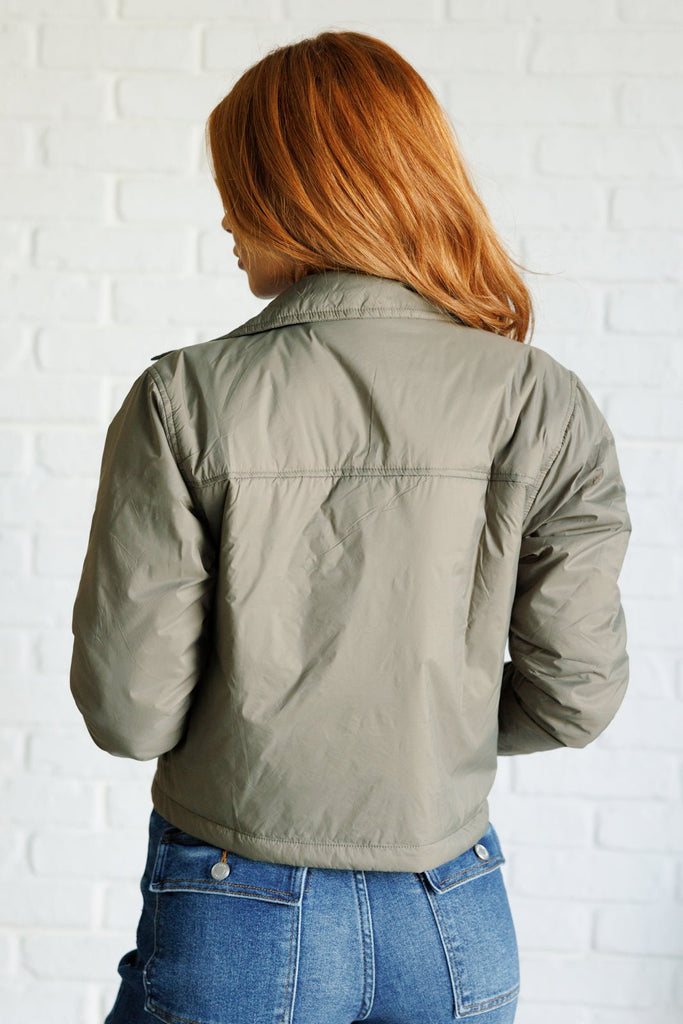 Hear Me Out Lightweight Puffer Jacket in Olive - The Edit LLC