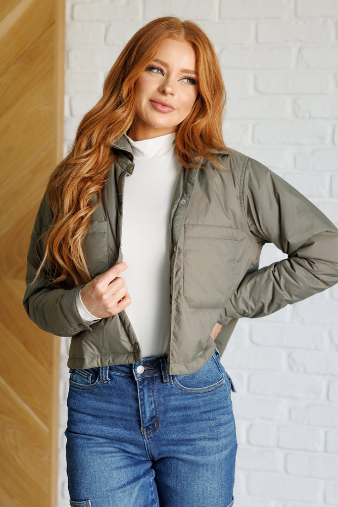 Hear Me Out Lightweight Puffer Jacket in Olive - The Edit LLC