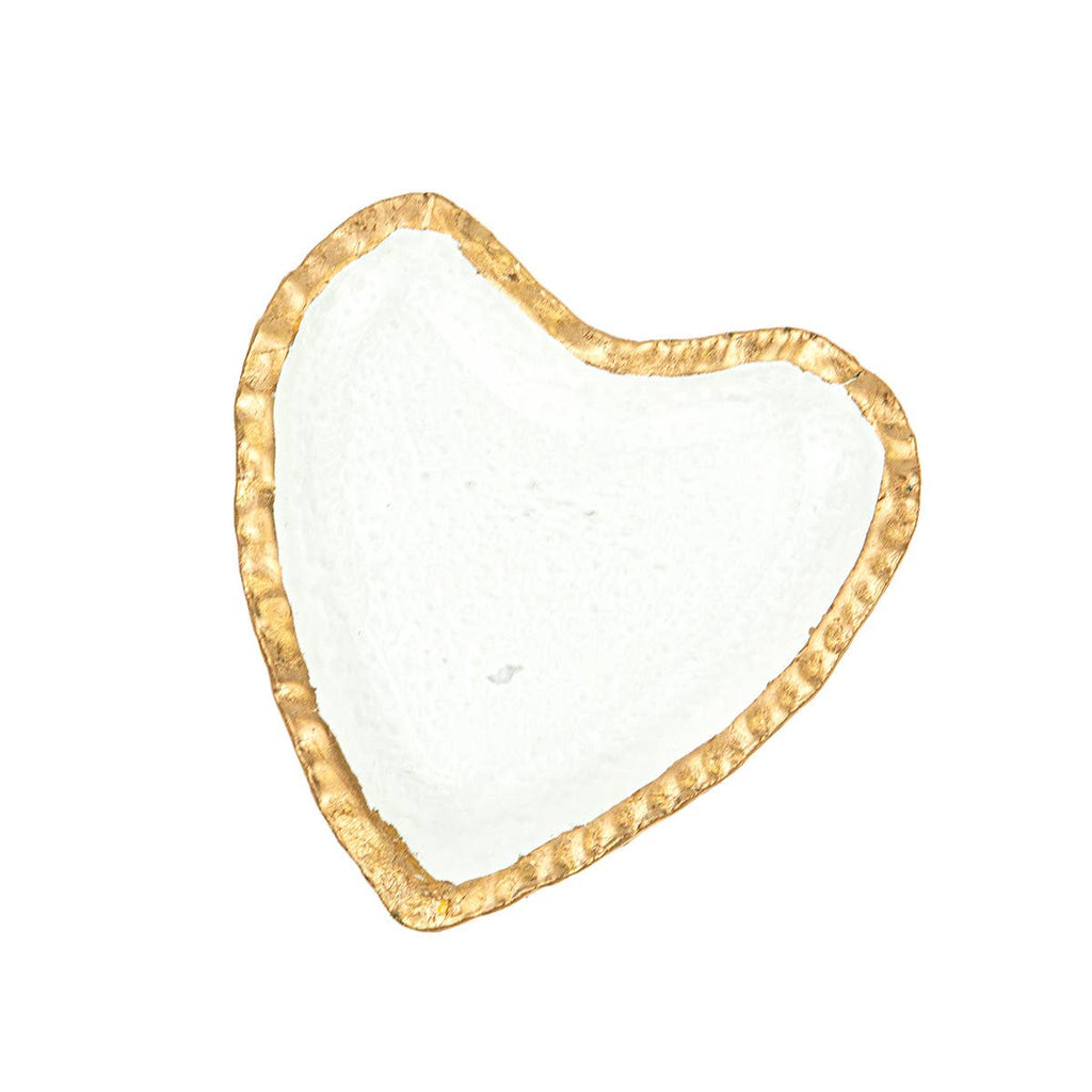 Heart Glass Trinket Dish Clear/Gold 4.7x.6x4.5 - The Edit LLC