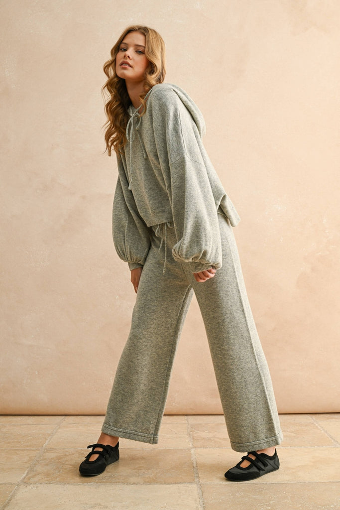 Heather Grey HODDIE PULLOVER SWEATER TOP - The Edit LLC