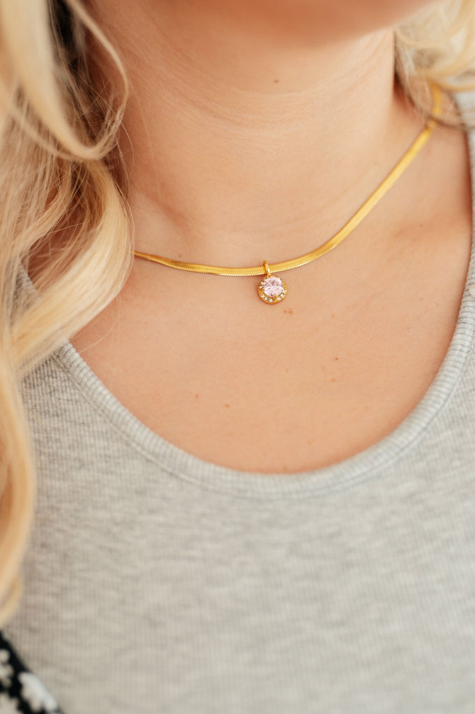 Here to Shine Gold Plated Necklace in Pink - The Edit LLC