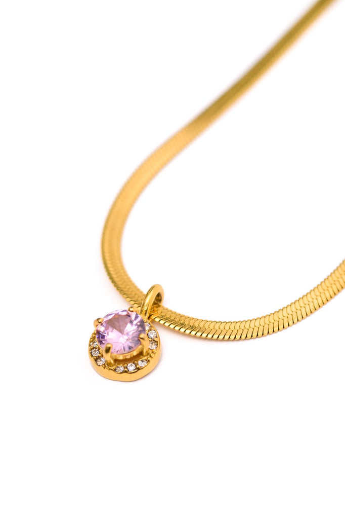 Here to Shine Gold Plated Necklace in Pink - The Edit LLC