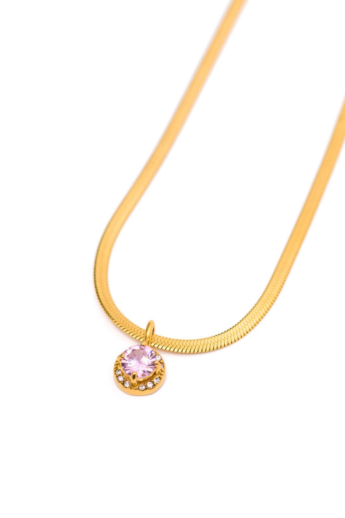 Here to Shine Gold Plated Necklace in Pink - The Edit LLC