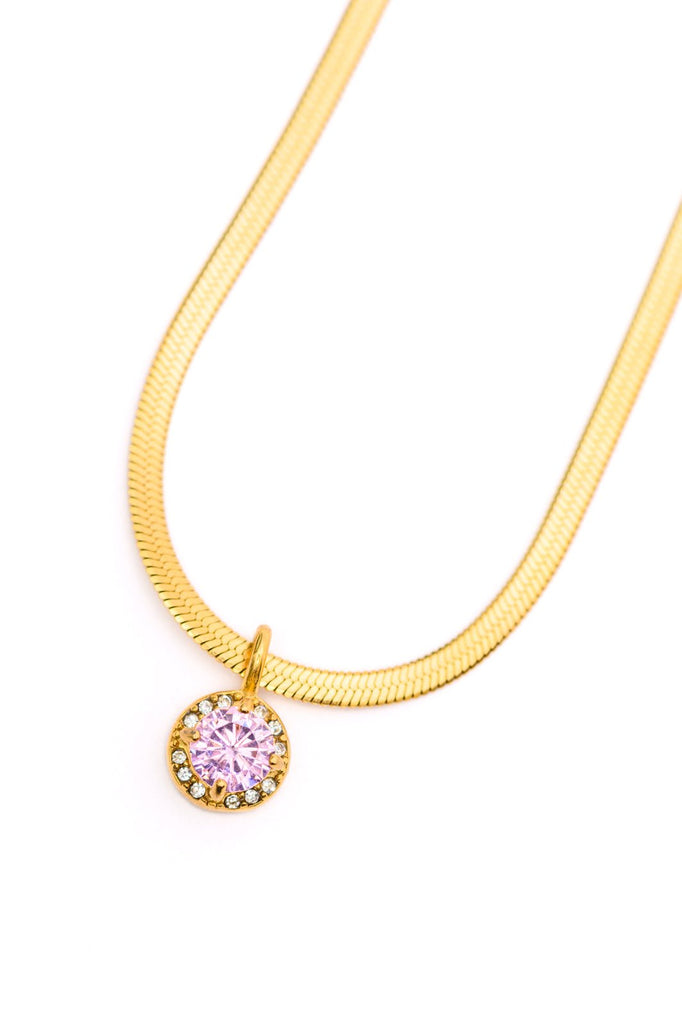 Here to Shine Gold Plated Necklace in Pink - The Edit LLC