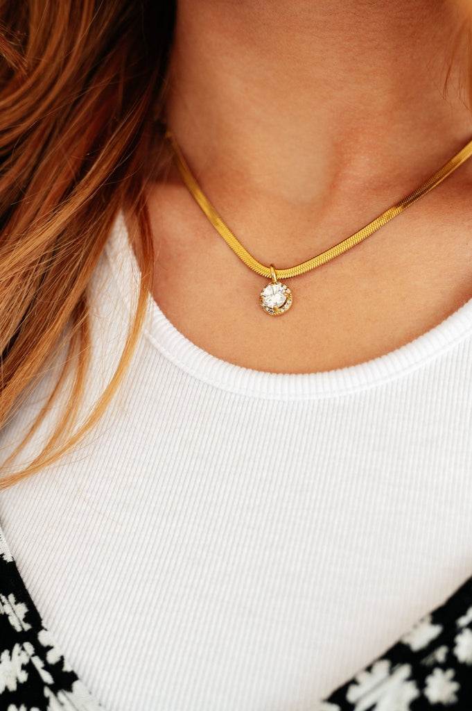 Here to Shine Gold Plated Necklace in White - The Edit LLC