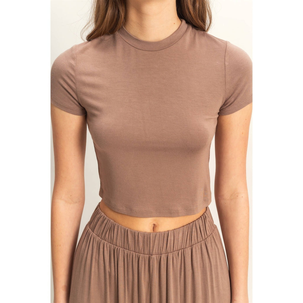 HF25C957 - SET - Jersey Tee And Flowy Pants Set: D.TAUPE / S - M - L(2 - 2 - 2) - The Edit LLC