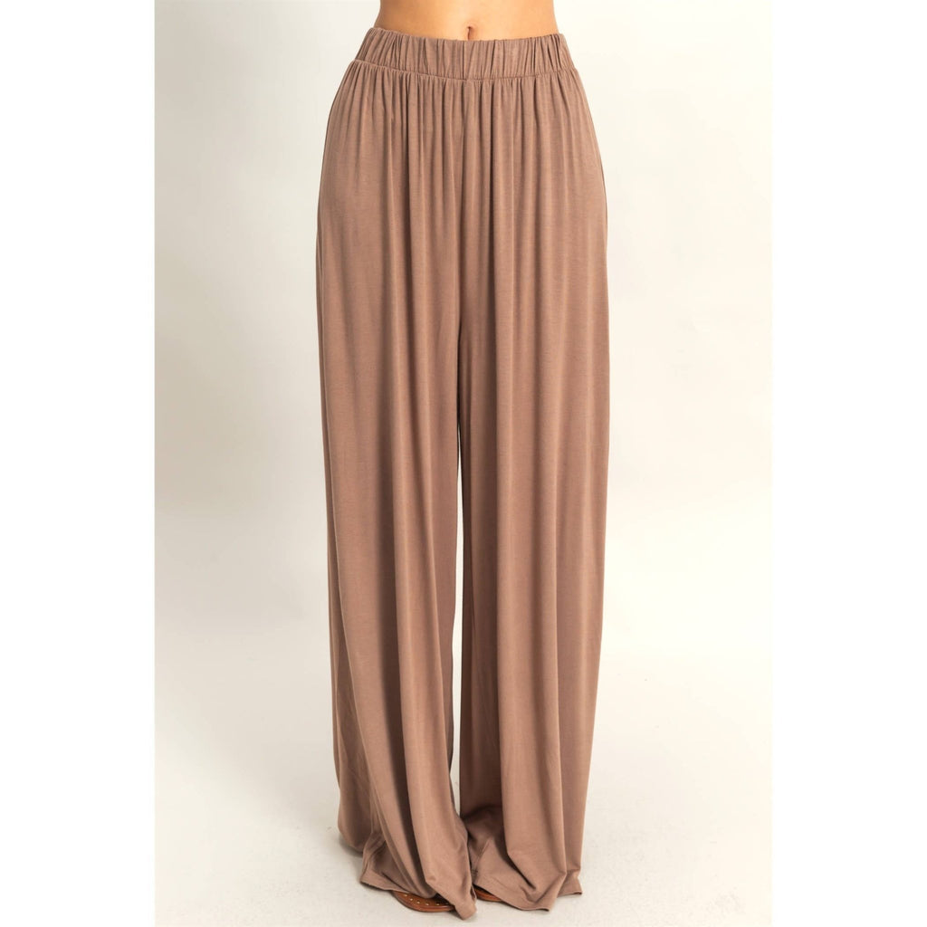 HF25C957 - SET - Jersey Tee And Flowy Pants Set: D.TAUPE / S - M - L(2 - 2 - 2) - The Edit LLC