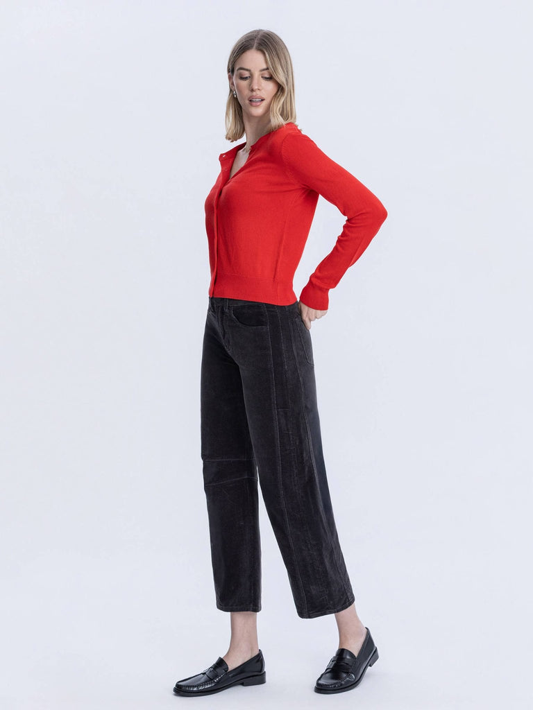 HIGH RISE DARK GRAY CORDUROY BARREL JEANS - The Edit LLC