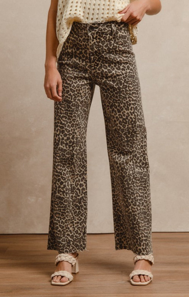 High Rise Leopard Flare Jeans - The Edit LLC