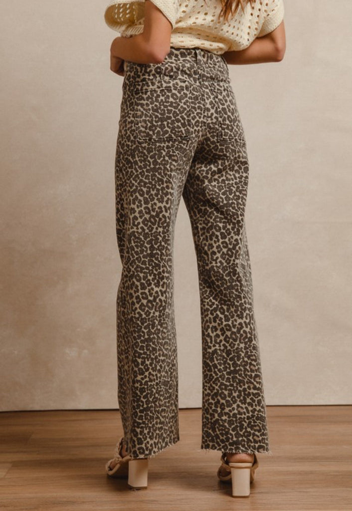 High Rise Leopard Flare Jeans - The Edit LLC