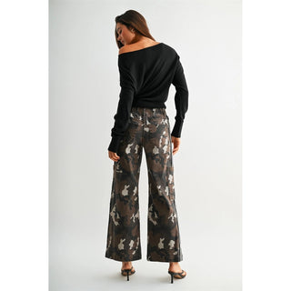 High-Rise Wide Jogger Camouflage Side Tape Detail - The Edit LLC