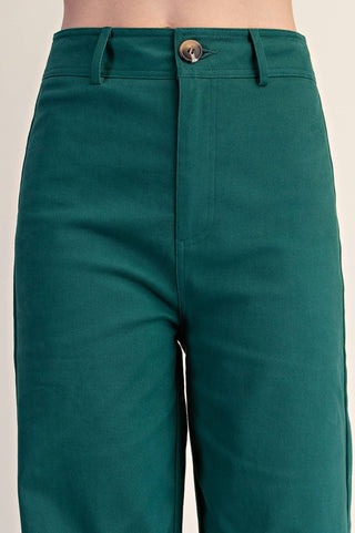 High-Waist Straight Stretchy Pants: Teal / S - The Edit LLC